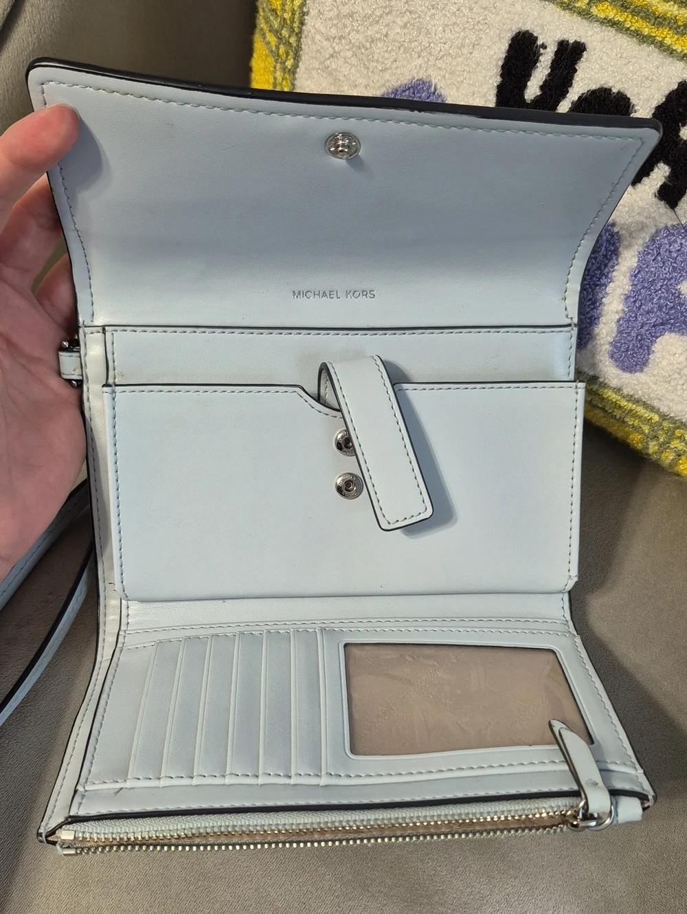 MICHAEL KORS Light Blue MK Signature Wristlet Wallet